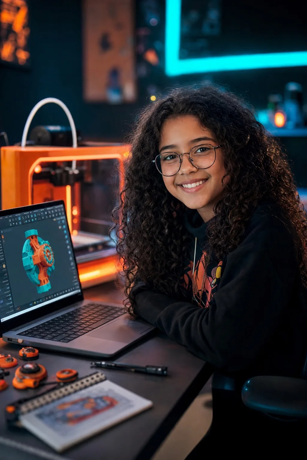 Niños diseñando e imprimiendo objetos en 3D en AKUMAYA