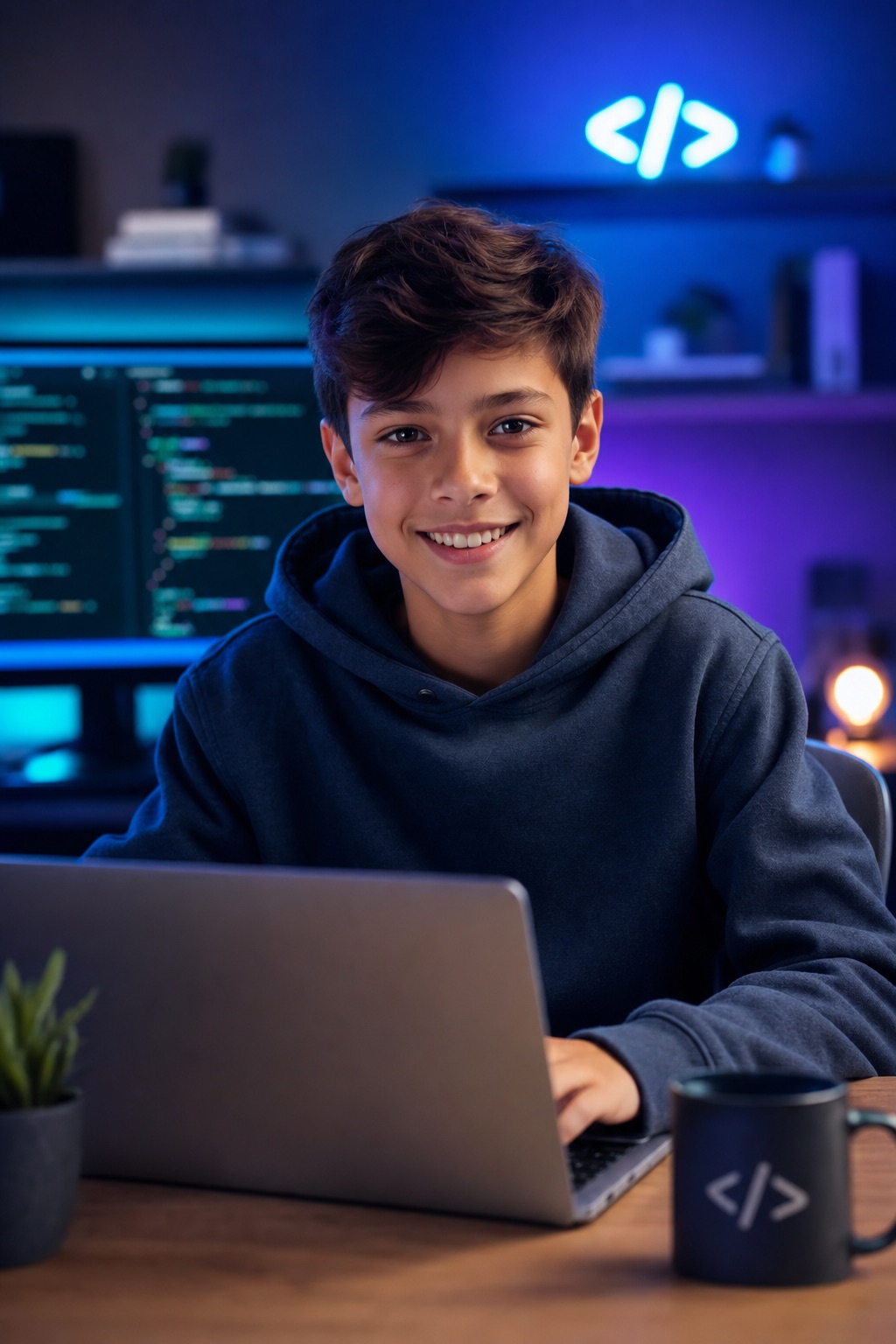 Niño aprendiendo programación de videojuegos con Python en AKUMAYA